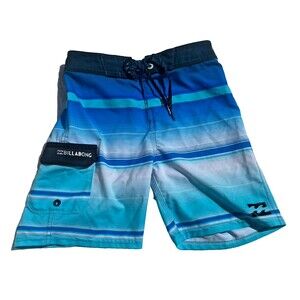 BILLABONG LOT of 2! BOYS 6 L/LONG BLUE GRAY BOARD SHORTS/SWIM/SURF BEACH TRUNKS
